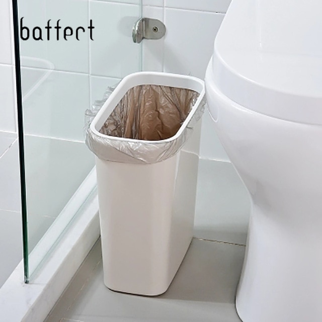 Coverless Narrow Bathroom Trash Can Waste Bin Kitchen Office Home
