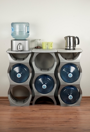 Water Bubbles | Three Water Cooler Bottle Rack with shelf