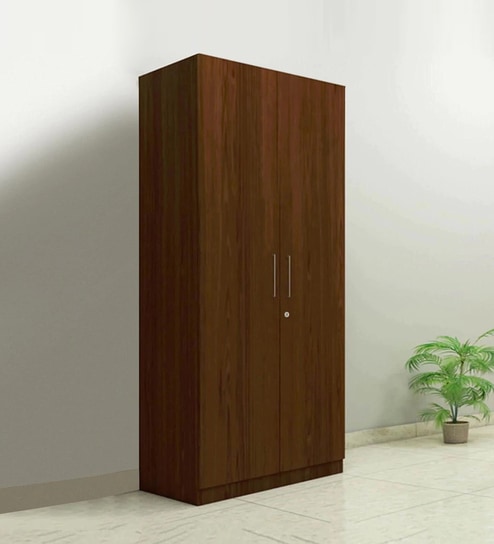 Buy Two Door Compact Wardrobe in PLPB with Classic Walnut Finish by