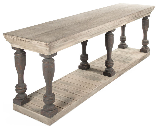 Bartow Masculine French Country Rustic Baluster Long Console Table