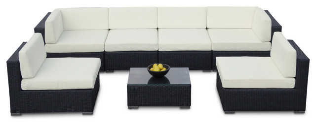 Outdoor Sofa All Weather Wicker Sectional 7-Piece Resin Couch Set