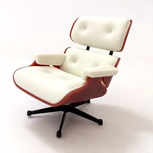 Image is loading Miniature-LoungeChair-WHITE-Mid-Century-Designer-Chairs -One-