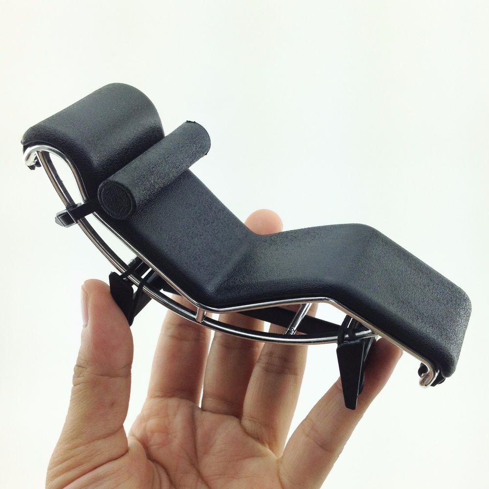 Details about LC4/Chaise LOUNGE CHAIR BLACK. Miniature Mid-Century Designer  Chairs 1/12 Scale
