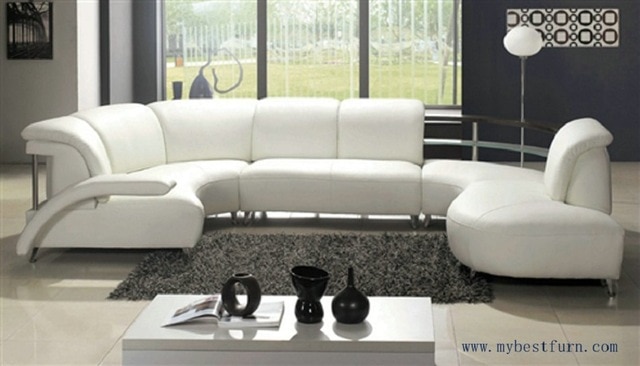 Nice White Leather Sofa Free Shipping Fashion Design Comfortable