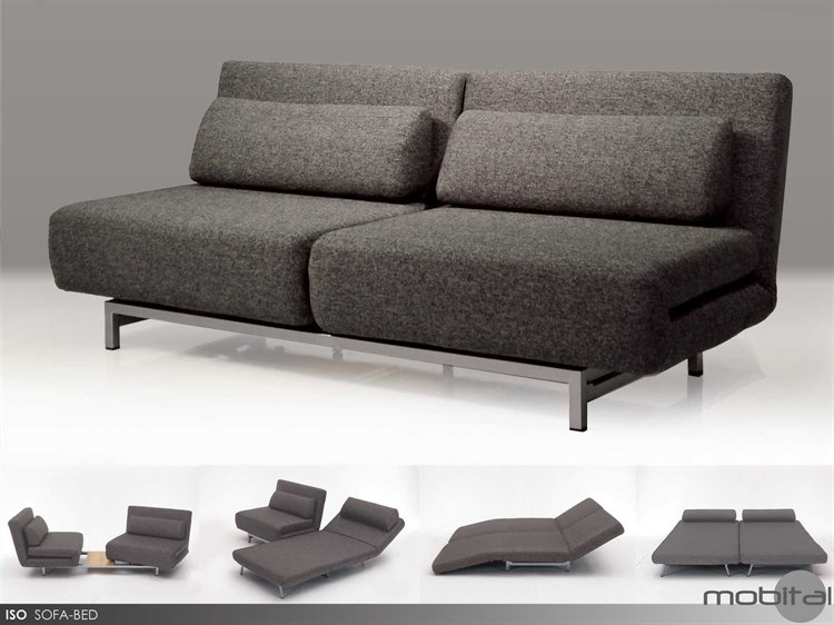 Mobital Iso Charcoal Tweed Double Sofa Bed with 2 Single Swivel
