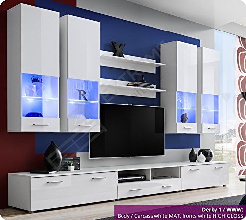 Living Room High Gloss Furniture Set Display Wall Unit Modern TV