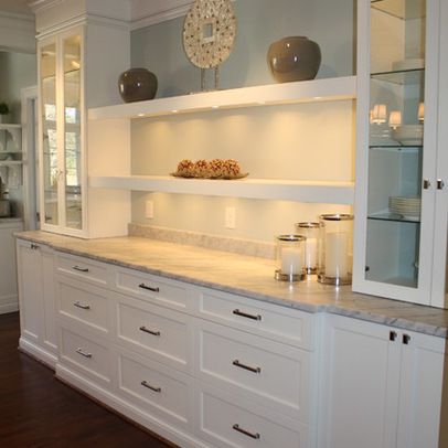 Elegant White Shaker Kitchen Cabinets in 2019 | Bar wall and Buffet