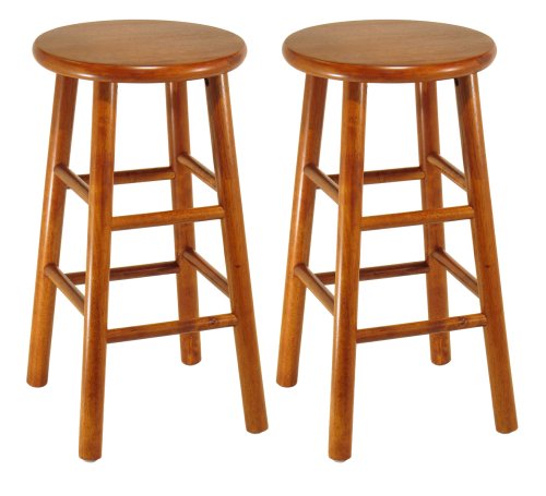 Winsome Wood Assembled 24-Inch Cherry Finish Kitchen Stools, Set of