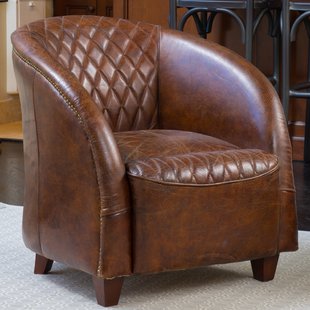 Barrel Leather Chairs You'll Love | Wayfair