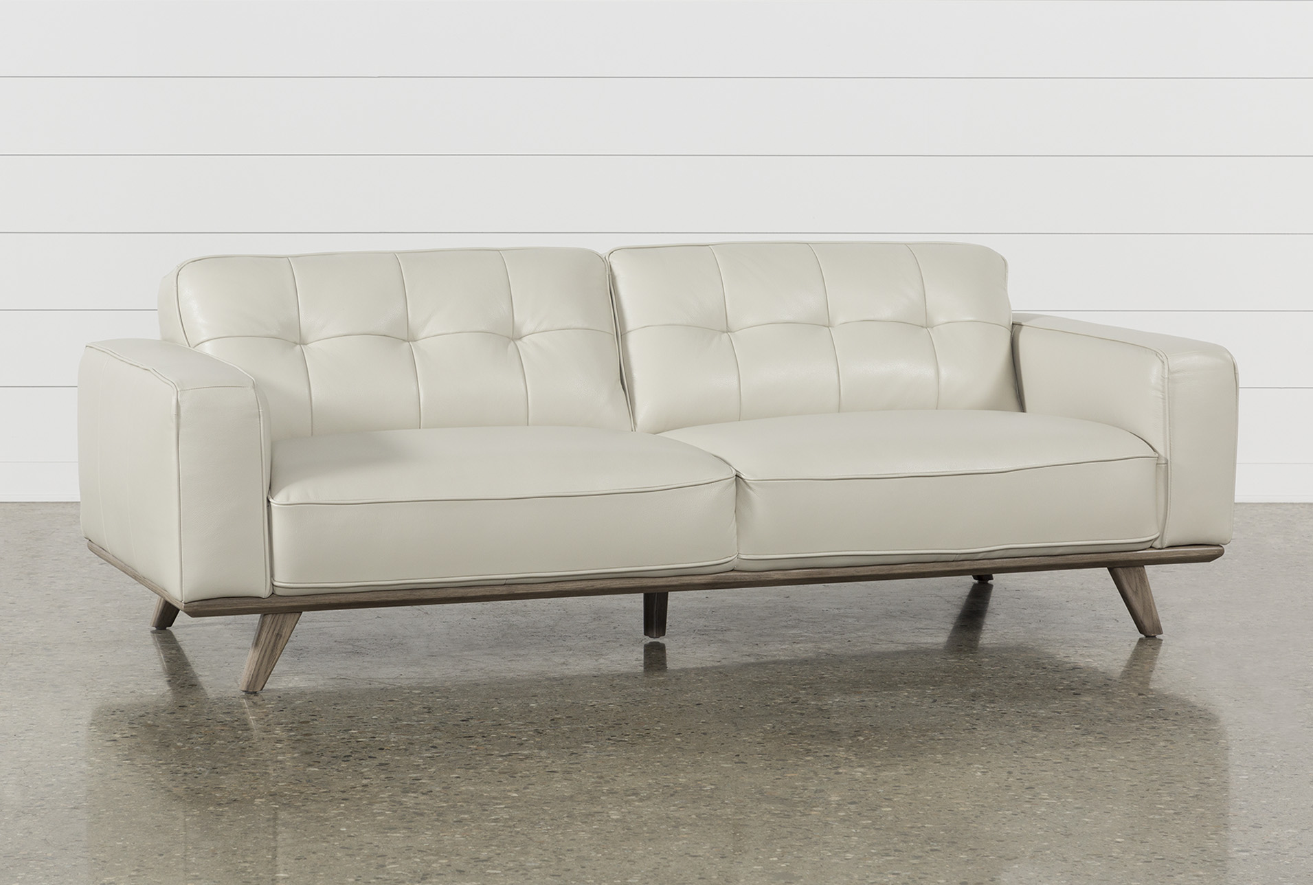 Caressa Leather Dove Grey Sofa | Living Spaces