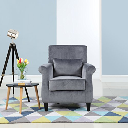 Amazon.com: Classic Scroll Arm Velvet Fabric Living Room Armchair