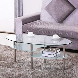 Amazon.com: Yaheetech 3 Tier Modern Living Room Oval Glass Coffee