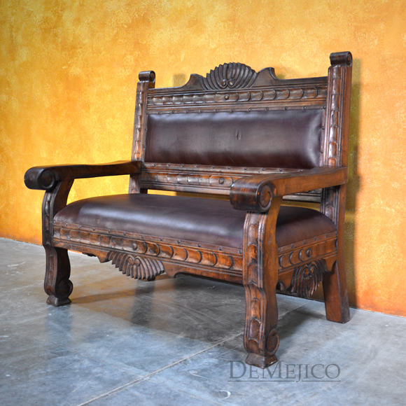 Santa Fe Bench, Carved Benches, Southwest Furniture, Mexican Furniture