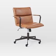 Cooper Mid-Century Leather Swivel Office Chair