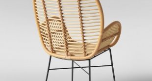 Lily Rattan Arm Chair With Metal Legs - Assembly Required