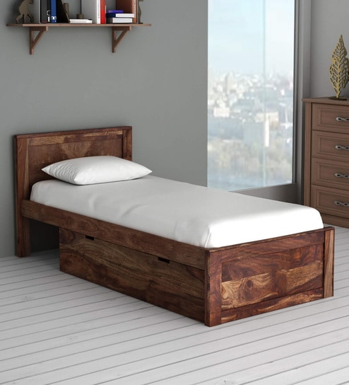 Buy Oriel Solid Wood Single Bed with Drawer Storage in Provincial