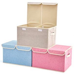 Amazon.com : Large Storage Boxes [3-Pack] EZOWare Large Linen Fabric