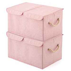 Amazon.com : EZOWare Large Storage Boxes [2-Pack] Large Linen Fabric