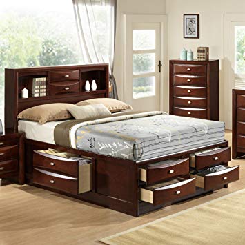 Amazon.com: Roundhill Furniture Emily 111 Wood Storage Bed, King