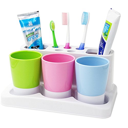 Amazon.com: Tonze Plastic Bathroom Toothbrush Tooth Paste Stand