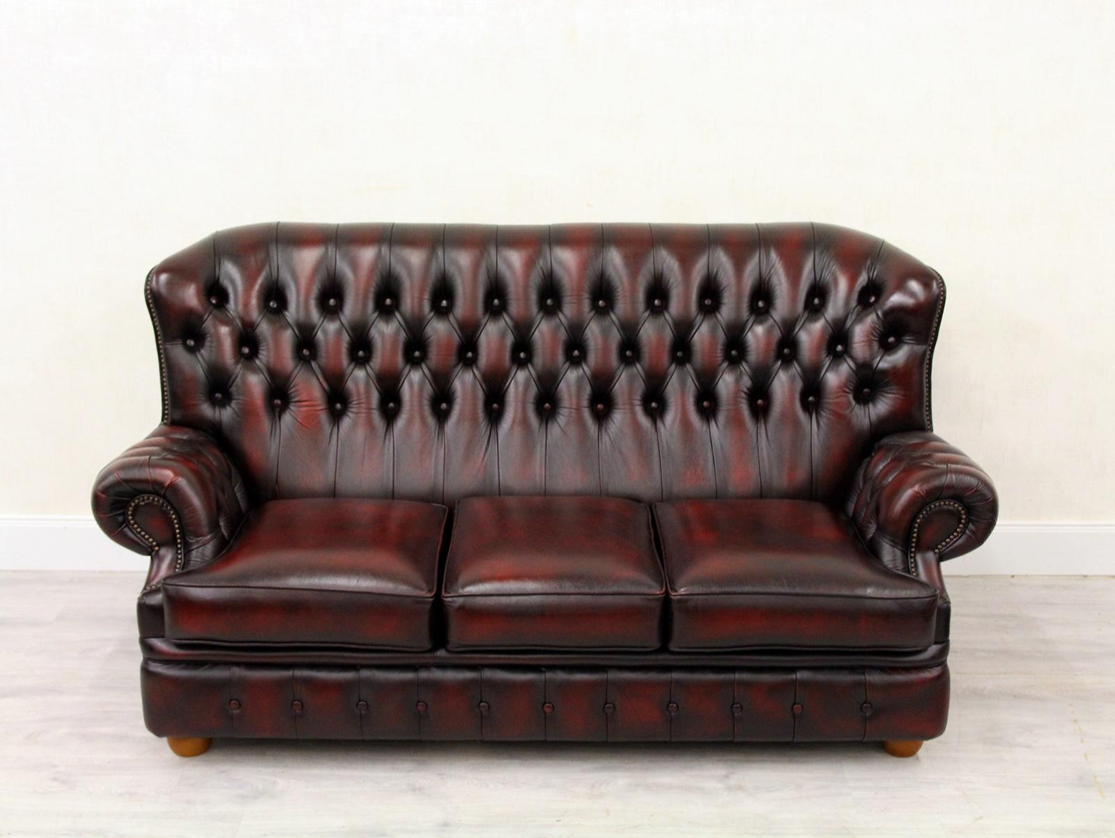 Chesterfield Sofa Armchair Leather Antique TV Armchair English