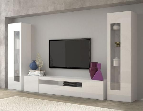 Daiquiri, modern TV cabinet and display units combination in white
