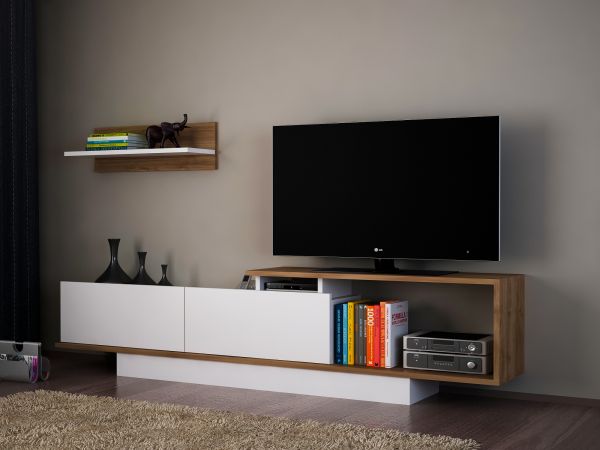 TV Lowboards Weiß - Walnuss Asos | TV - Lowboards |Wohnzimmer