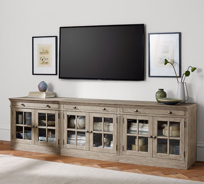 Livingston Large TV Stand With Glass Doors | Pottery Barn