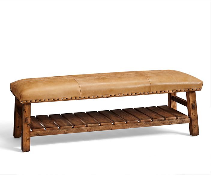 Caden Leather Bench | Pottery Barn