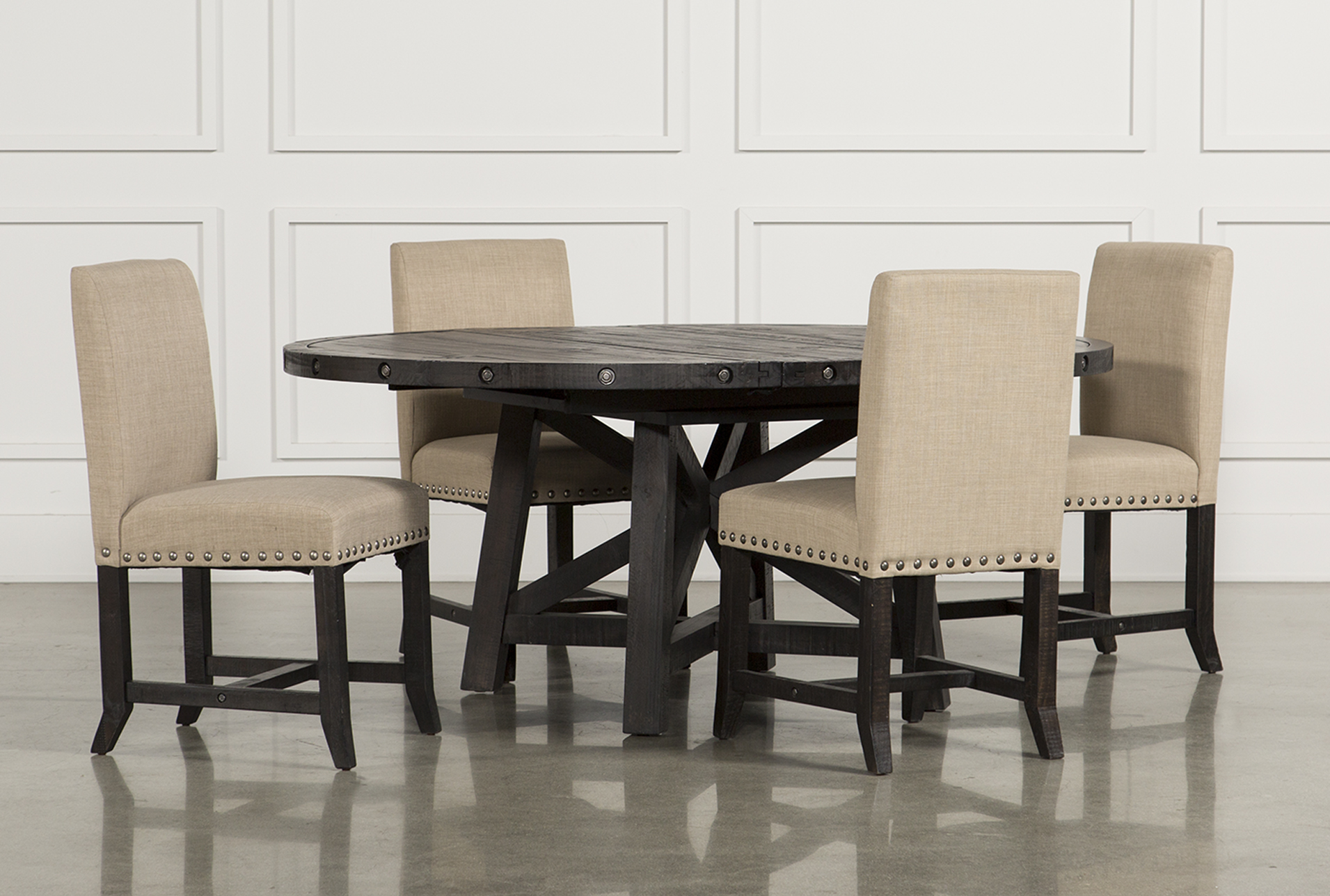 Jaxon 5 Piece Round Dining Set W/Upholstered Chairs | Living Spaces