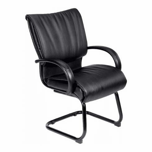 Leather Visitor Chairs - Boss Black Leather Visitor Chair [B9709]