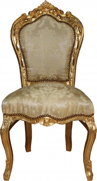 Casa Padrino Baroque Dinner Chair Cream Pattern / Gold - Baroque