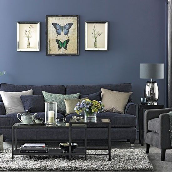 Denim blue and grey living room | Blue and grey home decor
