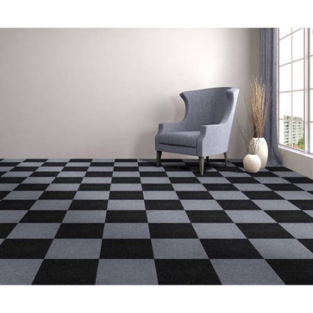 Peel & Stick Carpet Tiles, Jet Black - Mazer Wholesale, Inc.