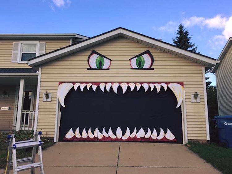 Designer Turns Garage Door into Scary Monster with Chomping Jaws