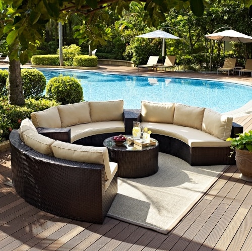 Factory direct sale Outdoor Lounge Furniture 6 Piece Wicker Curved