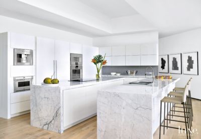 Modern White Kitchen with Two Islands | LuxeSource | Luxe Magazine