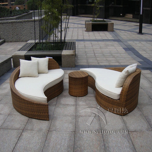 Elegant lounge furniture made of
  polyrattan for terrace and garden