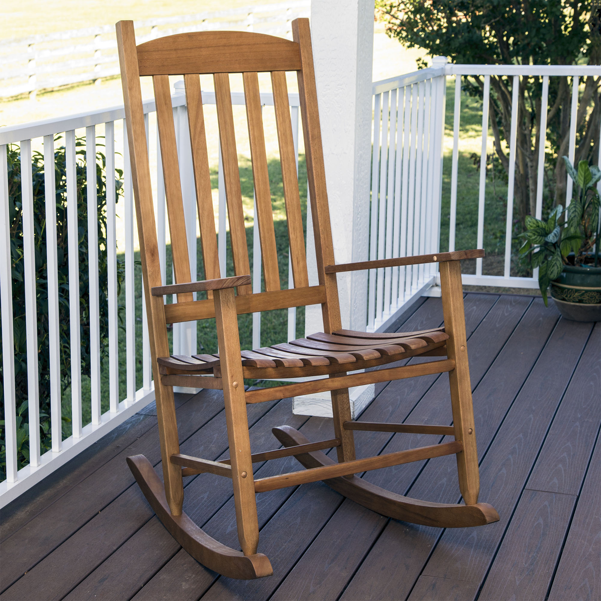 Mainstays Outdoor Wood Slat Rocking Chair - Walmart.com