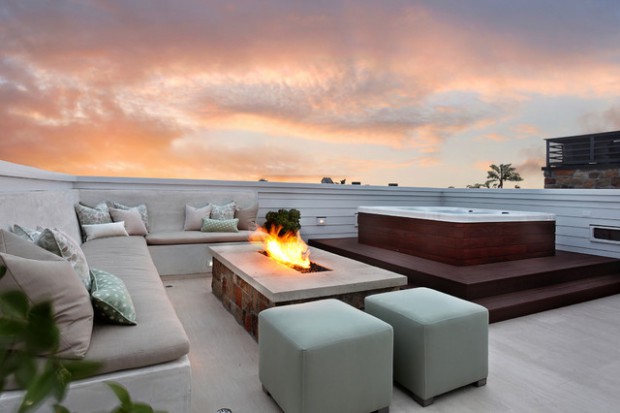 20 Rooftop Terrace Fireplace And Fire Pit Design Ideas To Relax And