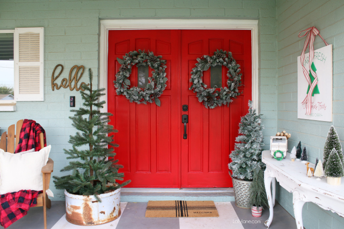 front porch christmas decor - Lolly Jane