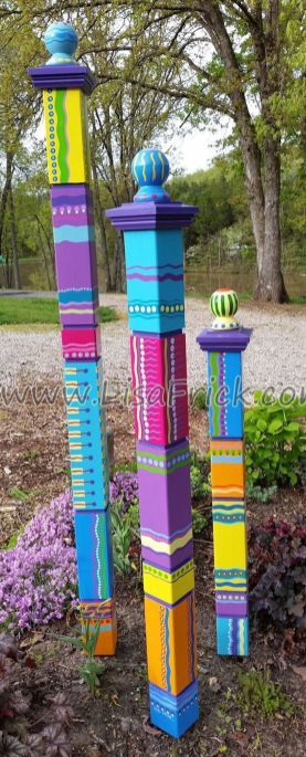 Colorful Peace Poles Design Ideas 15 | Garden art | Garden poles