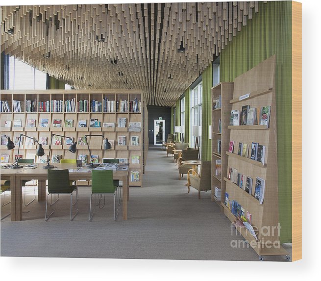 Contemporary Library Interior Wood Print by Jaak Nilson
