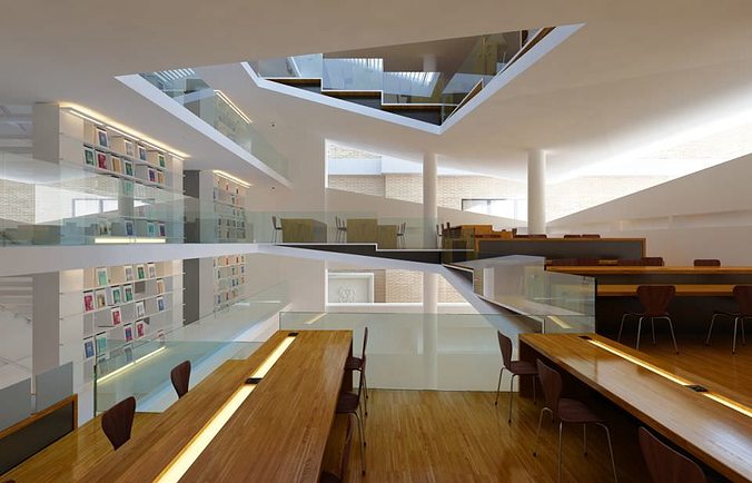 Contemporary Library For Students And Schools 3D model MAX