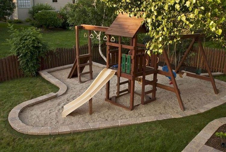 Cute Backyard Garden Playground For Kids