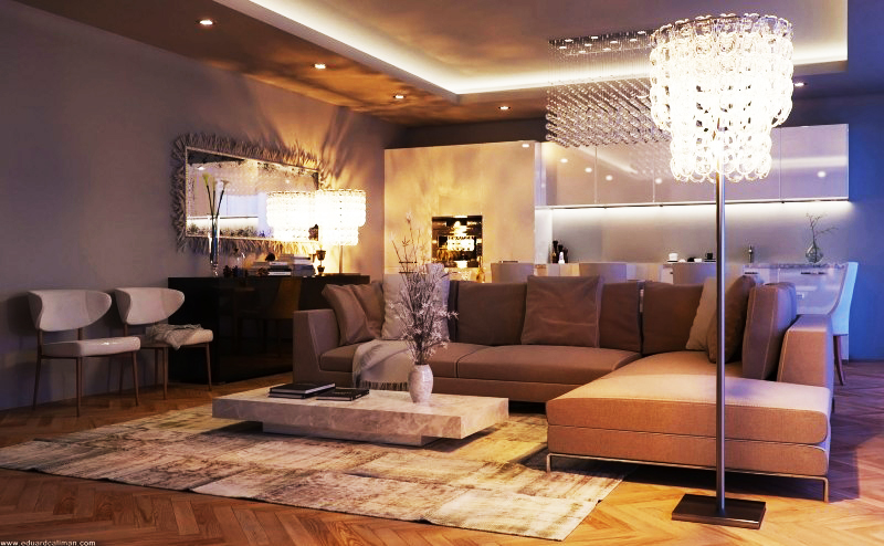 Luxurious Living Rooms in a Small Apartment Designed by Eduard