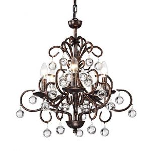 Edvivi 5-Light Antique Copper Finish Iron and Crystal Chandelier