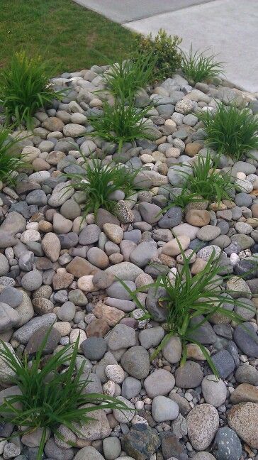 Replace front yard flower beds with river rock | Home | Garden