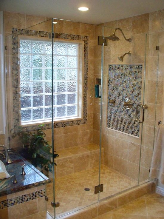 Glass Block Window Shower Design, Pictures, Remodel, Decor and Ideas