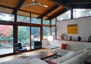 vaulted ceiling design ideas exposed wooden beams modern living room 